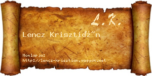 Lencz Krisztián névjegykártya